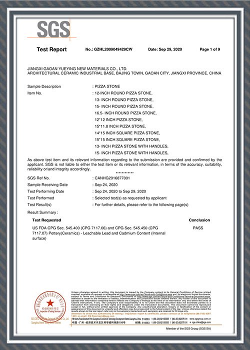 FDA certificate