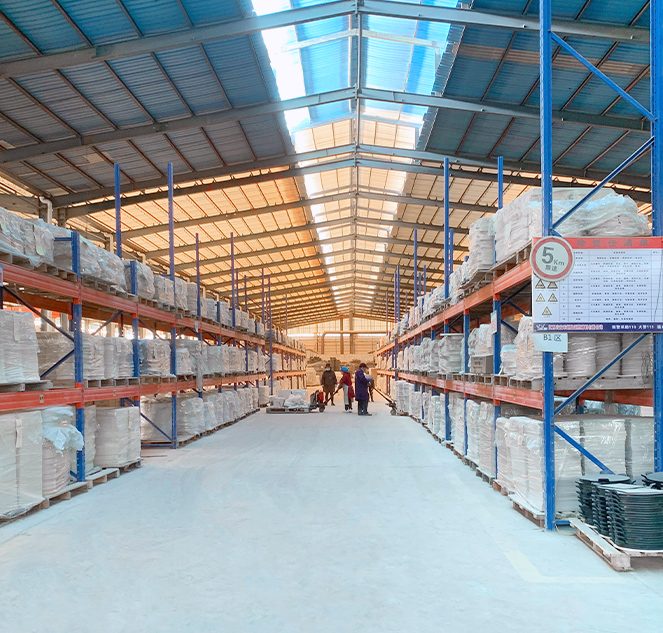 Yuefu Stove warehouse with packed pizza stone cartons