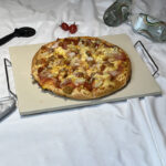 Square baking stone set with serving rack