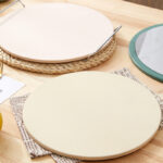 Round Beige Ceramic Pizza Stone With Handles