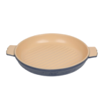 Round Ceramic Grill Plate, Oven to Table Baking Pan Plate Bakeware Dish For Dinner Dessert Pie Microwavable Oven Tray with Two Handle
