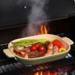 Rectangular Ceramic Baking Tray with Handle，Porcelain Large Baking Dishes for Casserole, Lasagne, Roasting, Baking