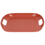 Barbecue plate with handle for skewers