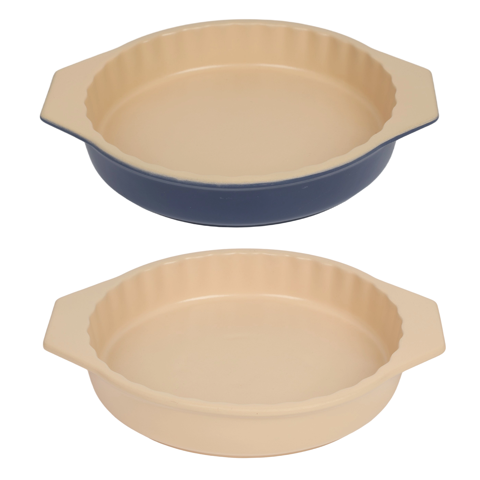 Circular pastry plate with handle Commercial grade ceramic baking tray