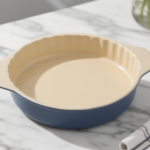 Circular pastry plate with handle Commercial grade ceramic baking tray