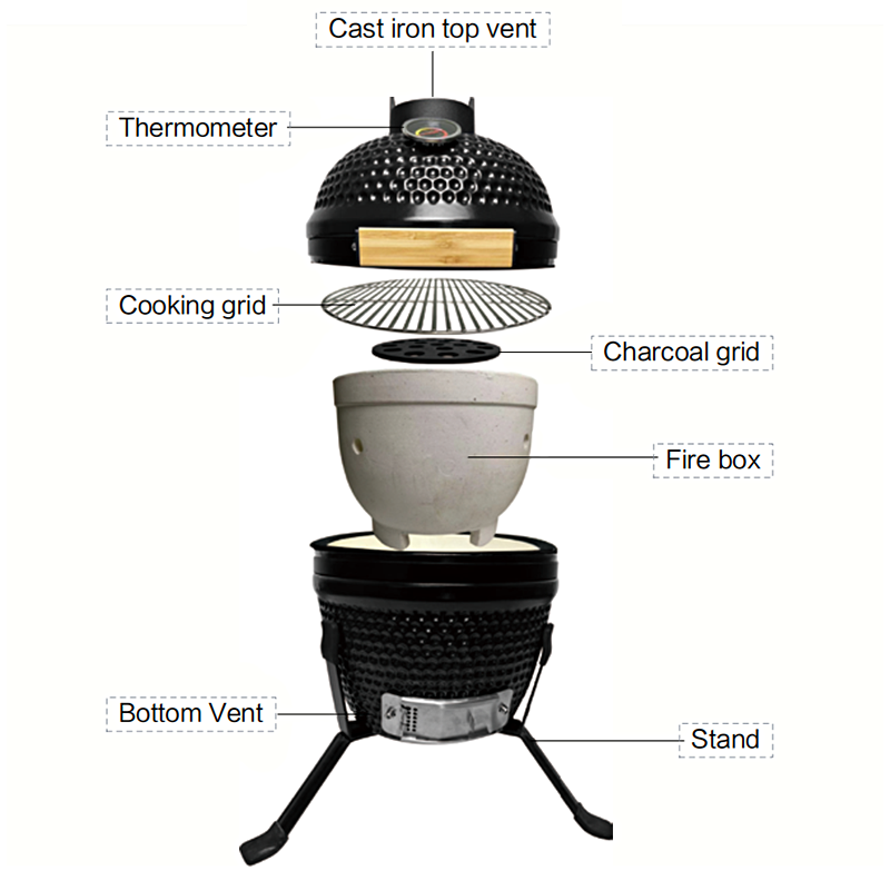 13 inch Kamado Ceramic Egg BBQ Grill