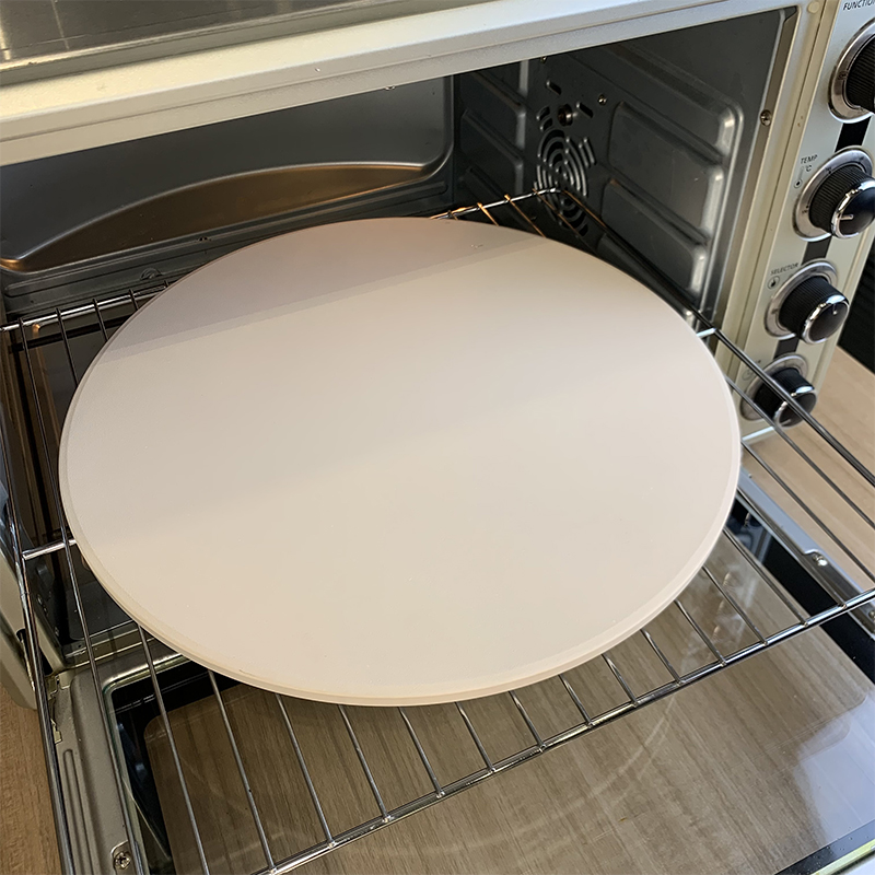 Round Beige Ceramic Pizza Stone With Handles