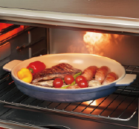 Round Ceramic Grill Plate, Oven to Table Baking Pan Plate Bakeware Dish For Dinner Dessert Pie Microwavable Oven Tray with Two Handle