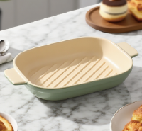Rectangular Ceramic Baking Tray with Handle,Porcelain Large Baking Dishes for Casserole, Lasagne, Roasting, Baking
