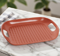 Ceramic Baking Plate，Porcelain Rectangular Grill with Handle