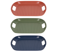 Ceramic Baking Plate，Porcelain Rectangular Grill with Handle
