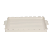 Barbecue plate with handle for skewers
