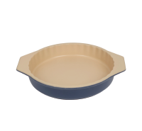 Circular pastry plate with handle Commercial grade ceramic baking tray