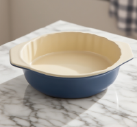 Circular pastry plate with handle Commercial grade ceramic baking tray